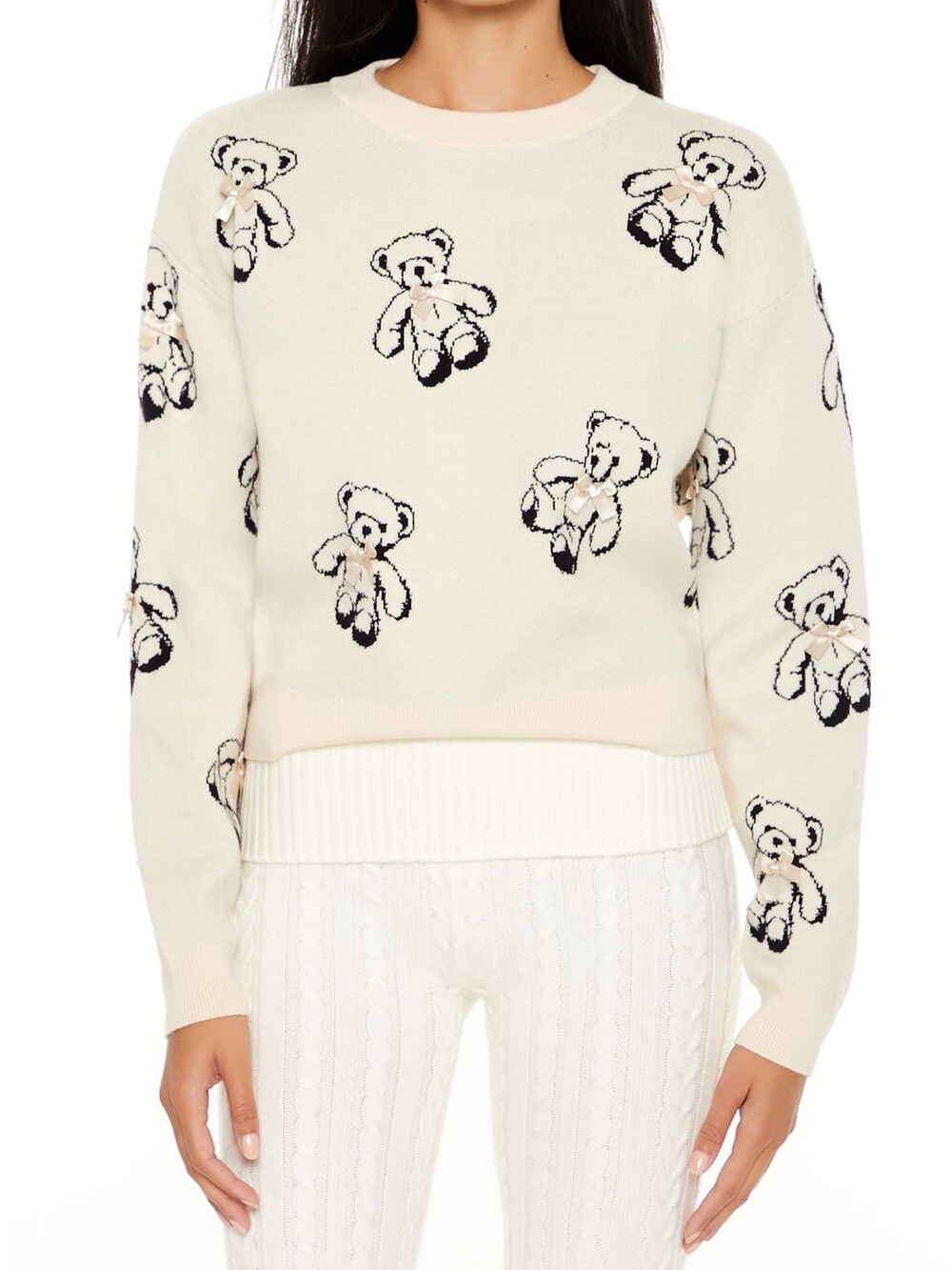 Forever 21 TEDDY BEAR BOW SWEATER 3XL